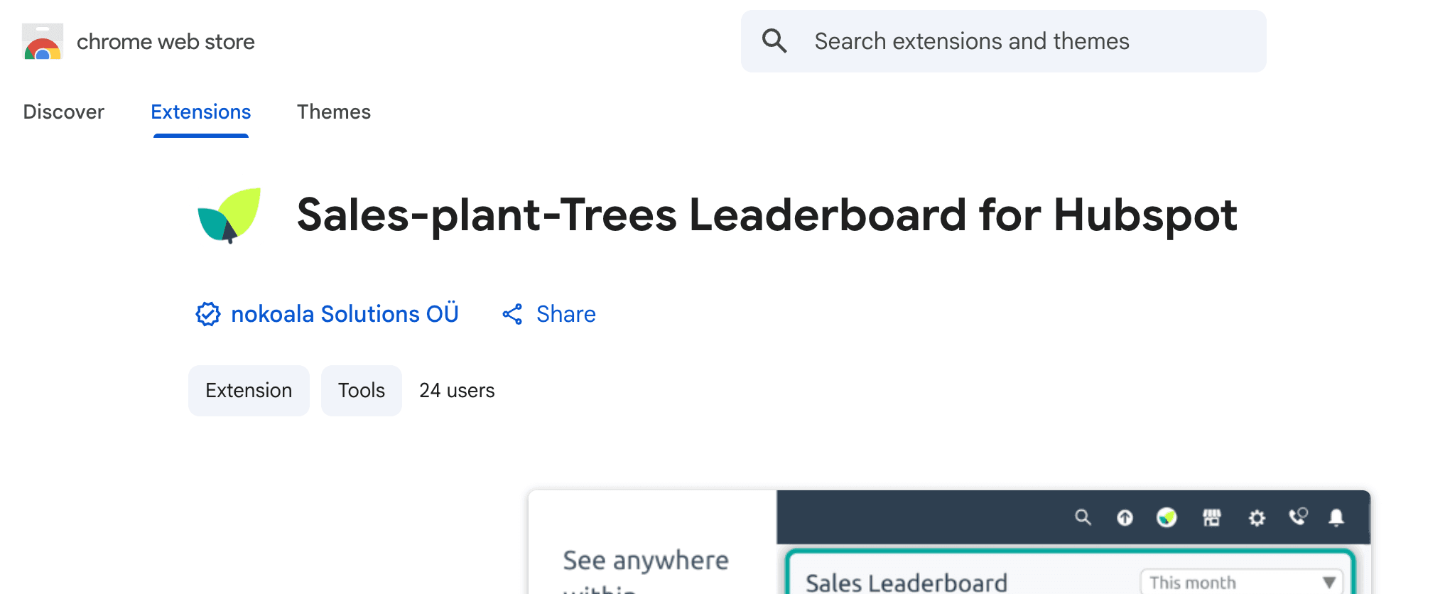 Sales-plant-Trees Leaderboard in the Chrome Web Store